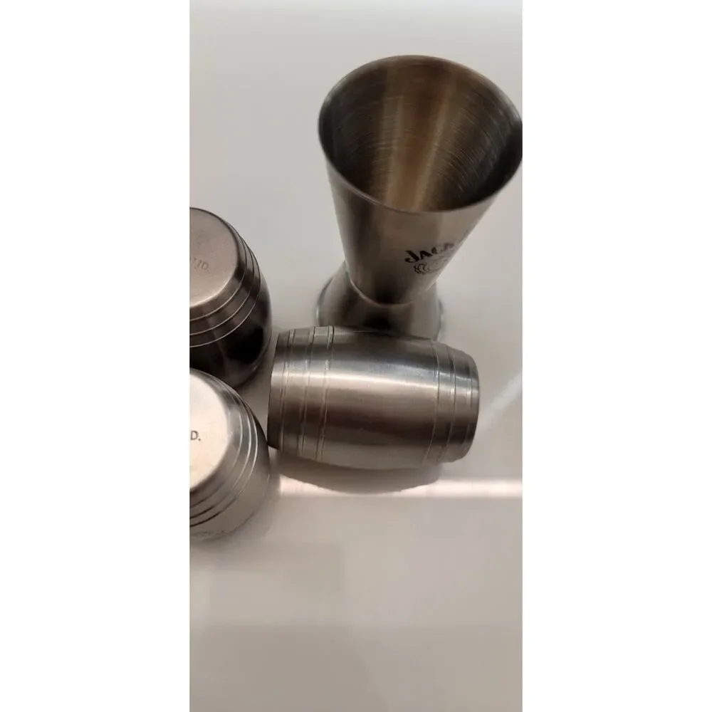 Jack Daniel's Old No 7 Stainless Steel Shot Glass Jigger Bar Set 6pc VTG 2007
